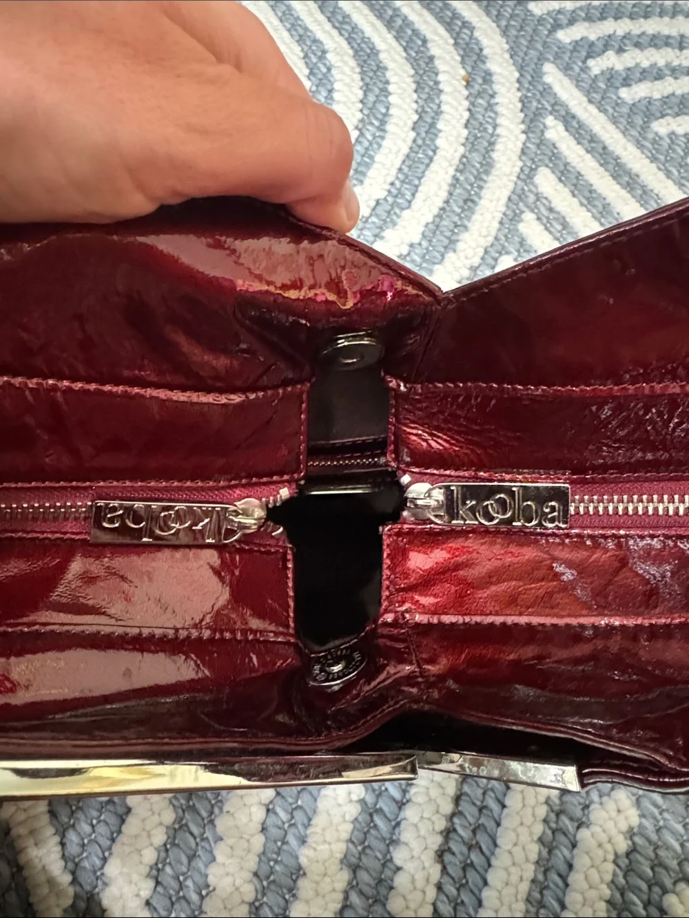 Rare Kooba Oversized Y2K Metallic Cherry Patent Hobo Indie Sleaze Statement Bag